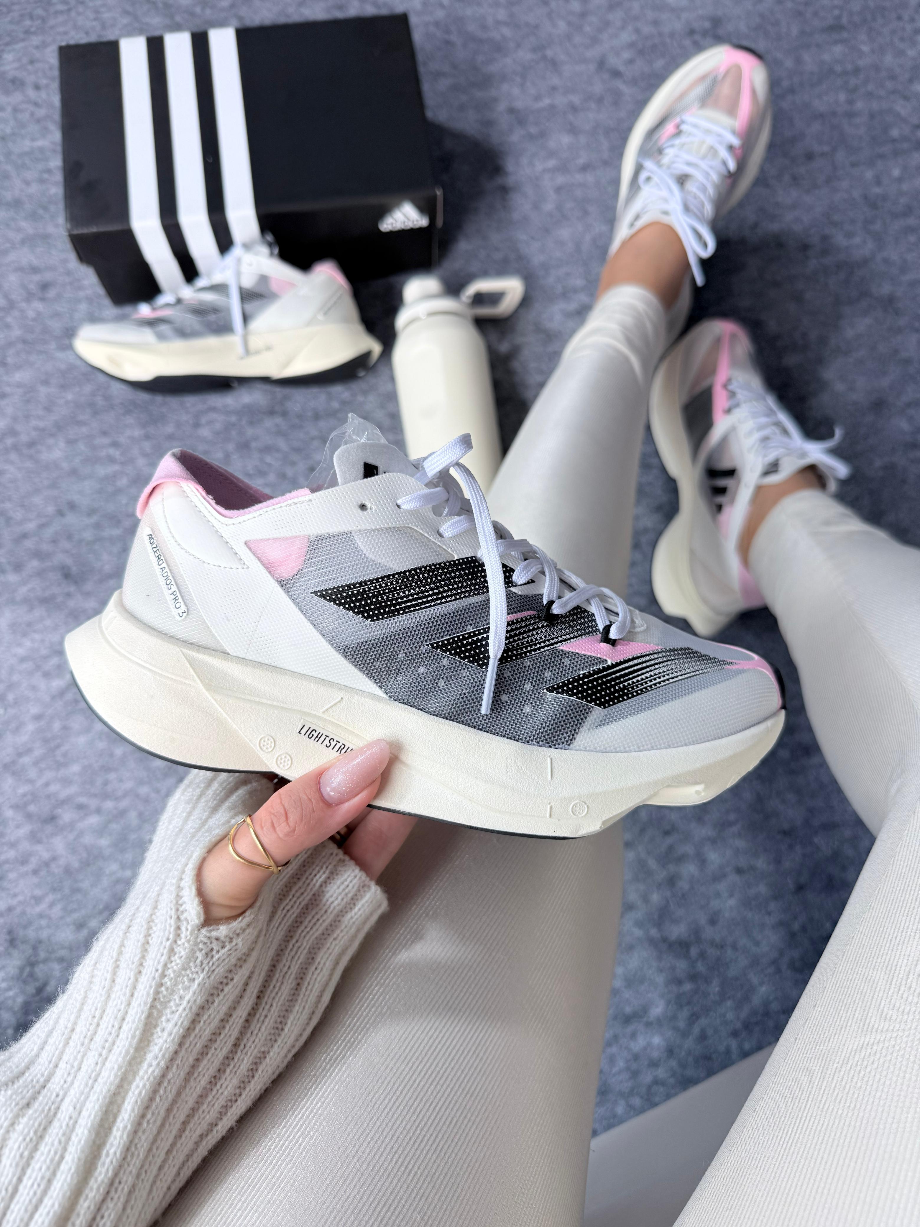 Adds Adizero Adios Pro 3 Branco e Rosa